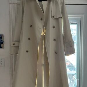 Uniqlo Cream Double-Breasted Trench Coat